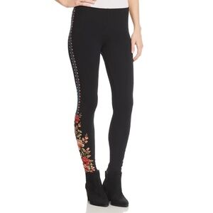 Johnny Was Libbie Embroidered Leggings in Black, Size XS
